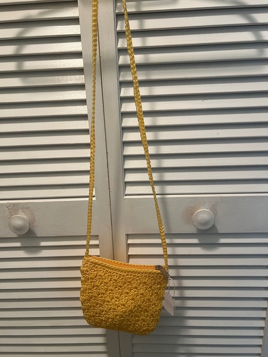 Hand Crafted Handbags - #1833*”7X28” -Knit Yellow Woven Crossbody Bag - Women